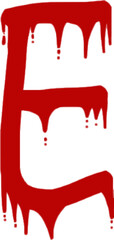 Letter E with Dripping Blood Effect