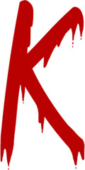 Letter K Dripping with Red Liquid