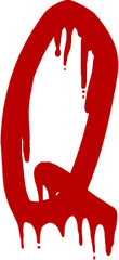 Red Letter Q with Dripping Paint Effect