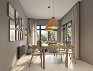 Modern style conceptual interior room veranda 3d illustration