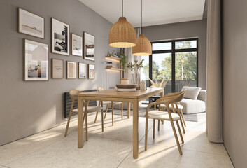 Modern style conceptual interior room veranda 3d illustration