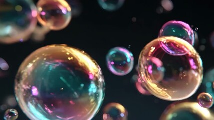 soap bubbles move on dark background animation - Powered by Adobe