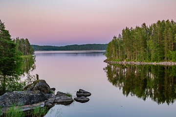 Naklejka premium reflection of trees in the lake