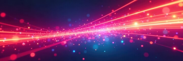 Fototapeta premium Shimmering pink orange blue streaks Abstract dynamic broadcast studio background , abstract art, backdrop