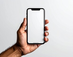 Hand Holding a Smartphone on Neutral Background &ndash; Minimalist Concept