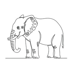 Naklejka premium Line drawing of an african elephant with dotted outline