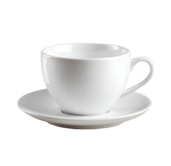  white coffee cup with saucer, isolated on a transparent background. cutout png file with a white background