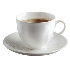 white coffee cup with saucer, isolated on a transparent background. cutout png file with a white background