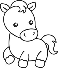 cute baby horse outline