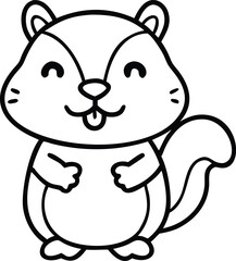 cute cartoon chipmunk outline