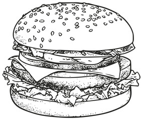 Detailed burger drawing