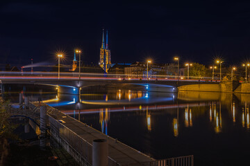 Wrocław, Noc, Światła, podróż, architektura miejska, długi czas ekspozycji, mosty, Night, Lights, travel, urban architecture, long exposure, bridges, fontanna, fountain, bridge, © Adrian Jaśpiński