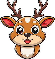 cute cartoon reindeer face line art