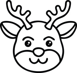 cute cartoon reindeer face line art