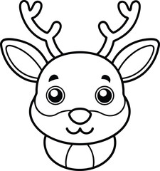 cute cartoon reindeer face line art