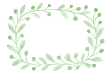 Obraz premium Watercolor floral wreath framing green leaves and berries, elegant botanical design with transparent background