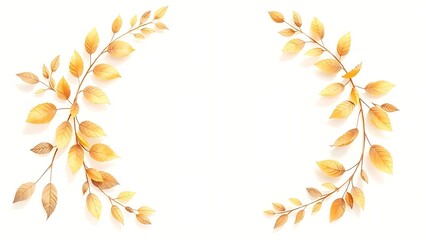 Delicate golden wreath with watercolor-style leaves, radiating elegance on a neutral background.