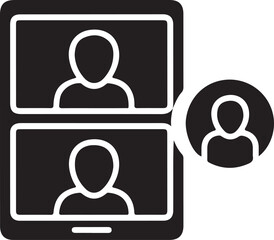 Video call interface showing two participants and screen sharing icon icon on