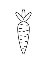 Carrot Line Drawing – Minimal Black and White Vegetable Outline Vector