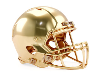 Fototapeta premium Shiny gold football helmet showcasing craftsmanship and attention to detail, perfect for sports-themed designs.