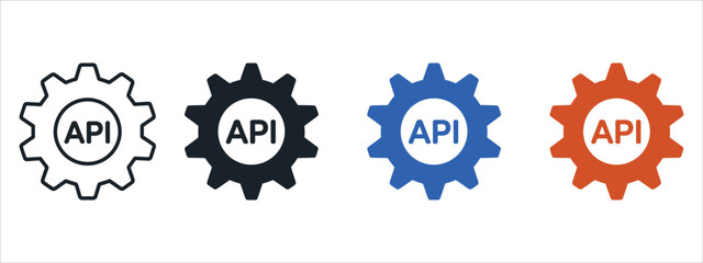 Minimalist API Icon Vector Symbol. Simple Design Representing Application Programming Interface, Integration, Connectivity, and Software Development.