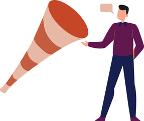 The boy is discuss about recorder.