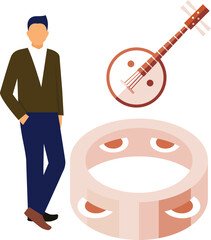 The boy is pointing banjo music