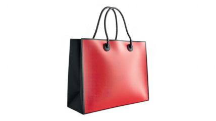 A red and black shopping bag isolated on transparent background
