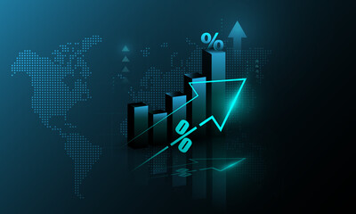 percentage graph financial trade information and stock trading