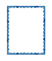 Hand drawn simple watercolor blue frame.