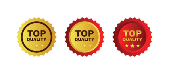 Top Quality Badge Icon, Gold and Red Premium Seal Emblem for Product Labels, Awards, Stickers