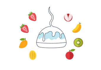 Peking duck dish with cucumber and pancake illustration.