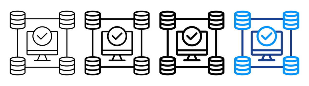 Cluster Computing Icon Different Style Outline Collection Set
