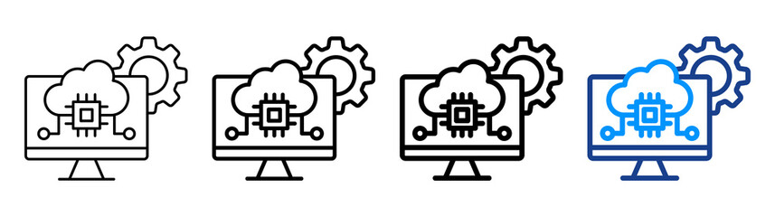 Edge Computing Icon Different Style Outline Collection Set