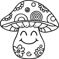 hippie mushroom with a smiling face