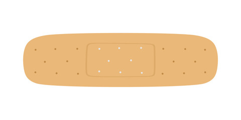Adhesive plaster, medical surgical product for first aid and wound. Adhesive health care object. Wound plasterer isolated. Injury tape plaster. Sticking plaster flat vector illustration