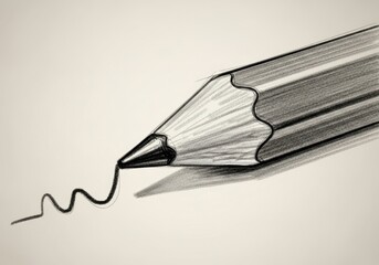 A graphite pencil drawing a wavy line on a light background, highlighting the artistic process and creativity