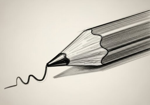 A graphite pencil drawing a wavy line on a light background, highlighting the artistic process and creativity