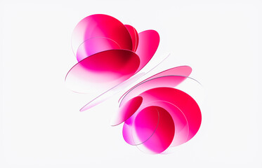 Abstract dynamic layered transparent crystal glass on white background. 3d rendering