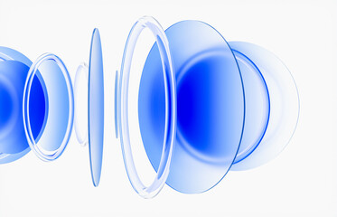 Plakat Abstract dynamic layered transparent crystal glass on white background. 3d rendering