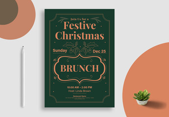 Christmas Brunch Flyer Layout Design