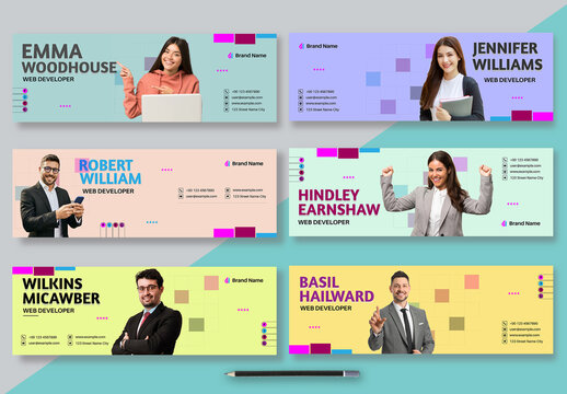 Colorful Email Signature Layout Set