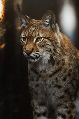 European lynx (Lynx lynx) portrait in the forest