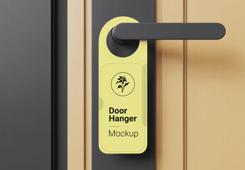 Hotel Room Door Hanger Mockup