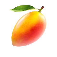 Mango Falling in Air Isolated on White Background for Creative Projects
