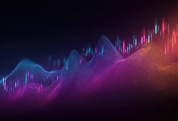 Abstract digital illustration showing a rising stock chart with a futuristic, glowing design