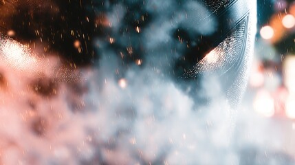 Abstract artwork features glowing particles smoke and light creating a mysterious atmosphere