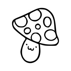 outline drawing of a funny fungi doodle