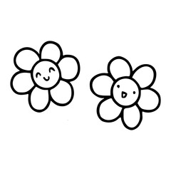 cute smiling flower faces doodle icons
