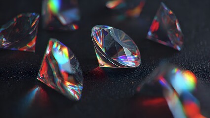 Sparkling Diamonds: Capturing the beauty of exquisite diamonds, radiating light and brilliance against a dark backdrop. A timeless symbol of elegance and luxury.